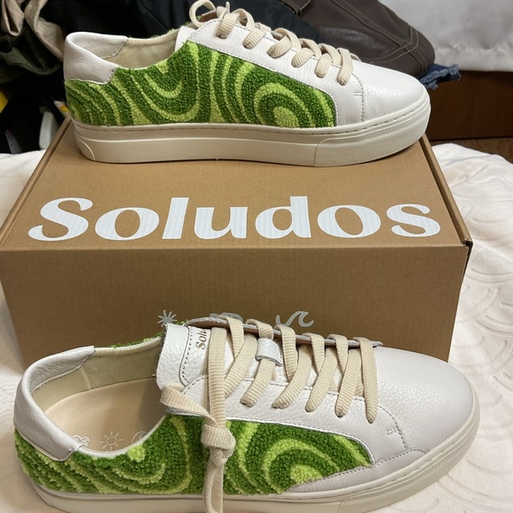 Soludos Ibiza Platform Psychedelic Spiral Leather Terry Teddy Shearling … - Picture 4 of 11